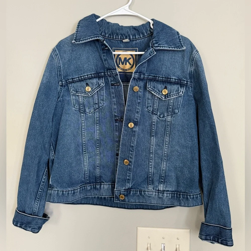Michael Kors  Blue Denim Jean Jacket with Gold Buttons